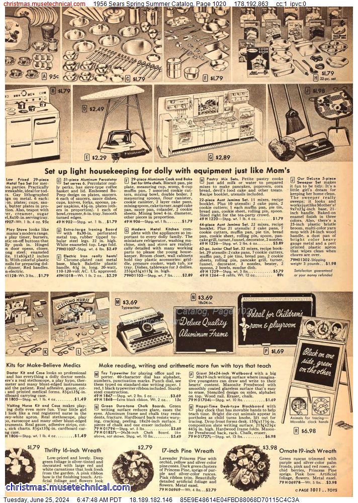 1956 Sears Spring Summer Catalog, Page 1020