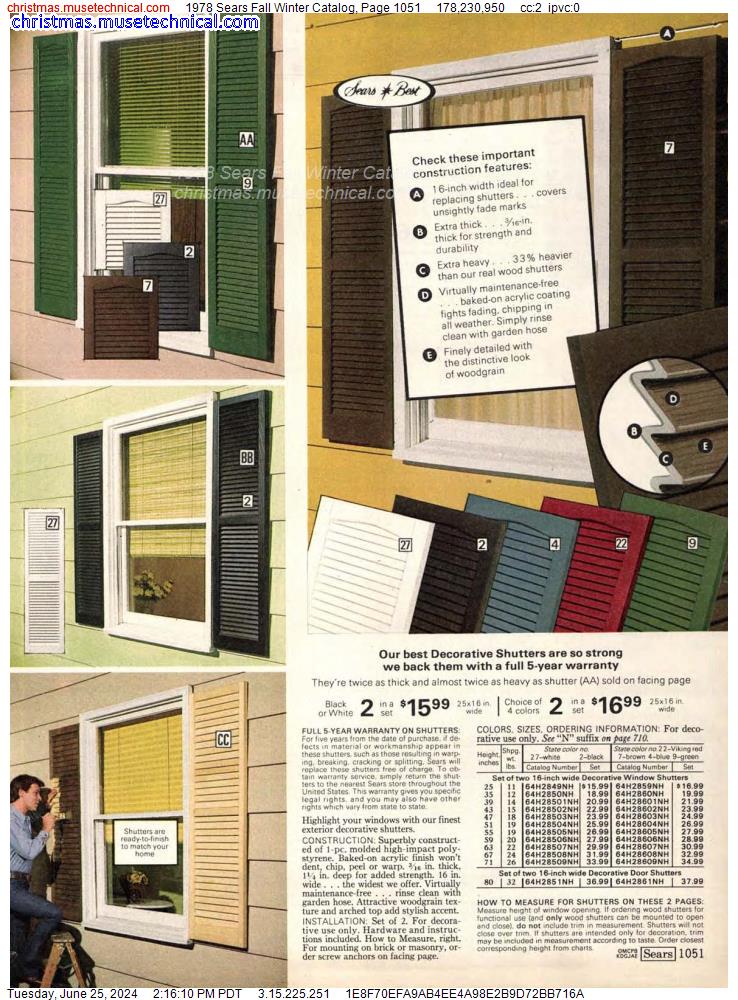 1978 Sears Fall Winter Catalog, Page 1051