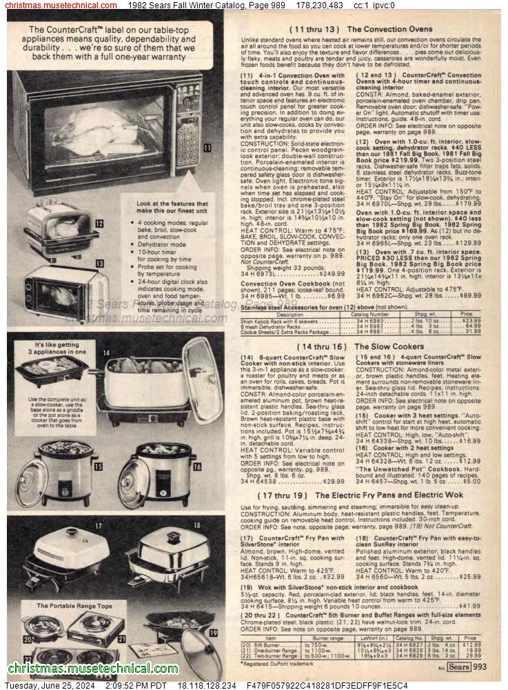 1982 Sears Fall Winter Catalog, Page 989