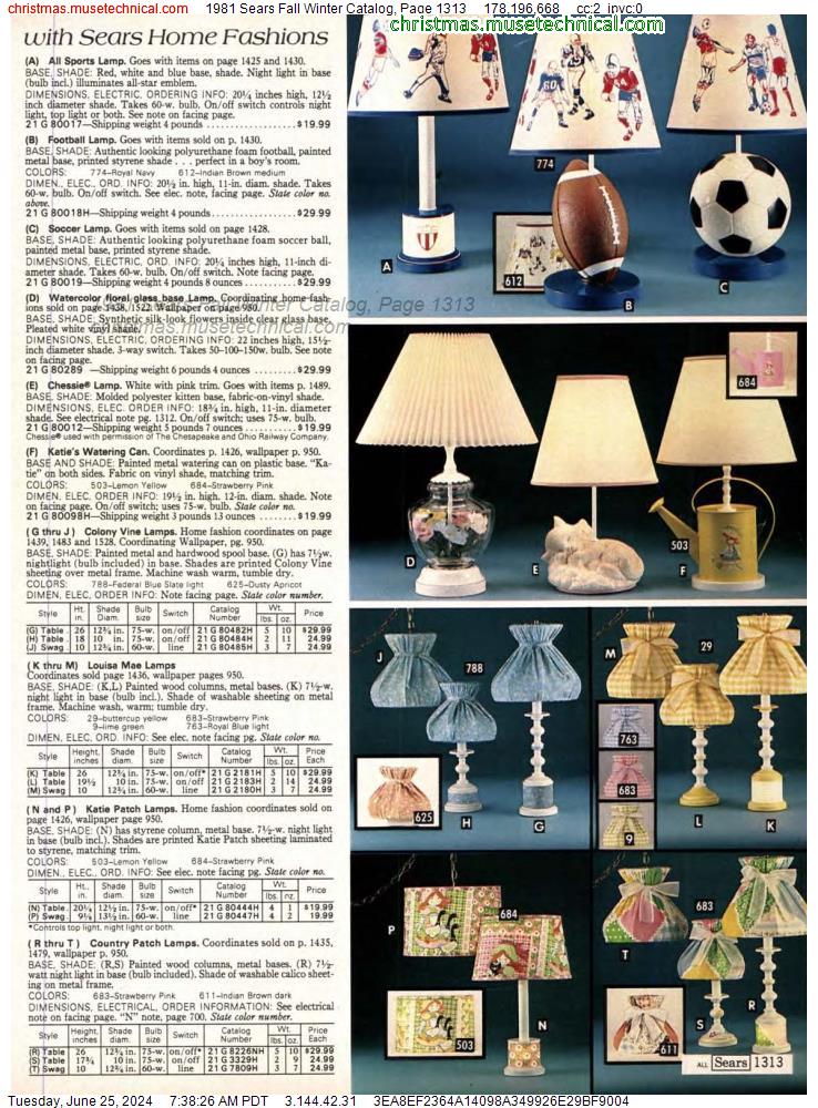 1981 Sears Fall Winter Catalog, Page 1313