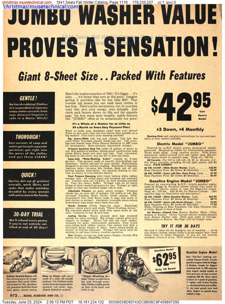 1941 Sears Fall Winter Catalog, Page 1116