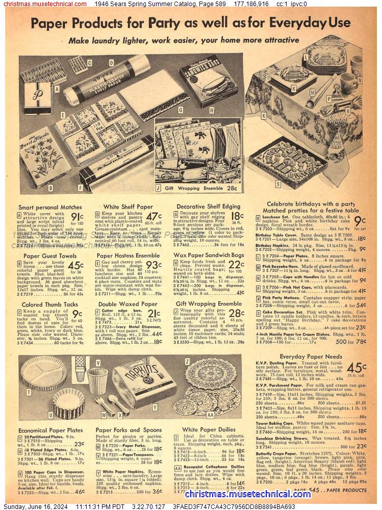 1946 Sears Spring Summer Catalog, Page 589