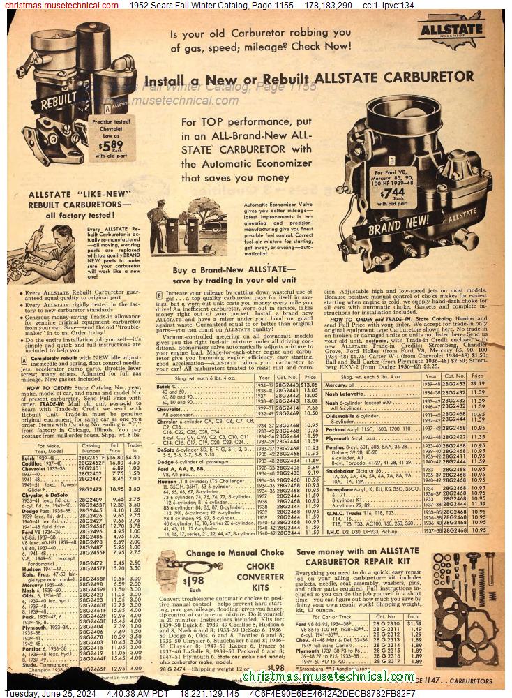 1952 Sears Fall Winter Catalog, Page 1155