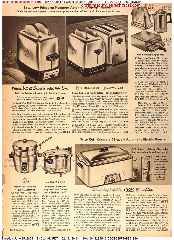 1957 Sears Fall Winter Catalog, Page 1137