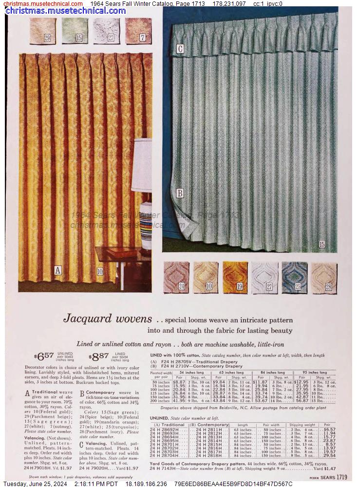 1964 Sears Fall Winter Catalog, Page 1713