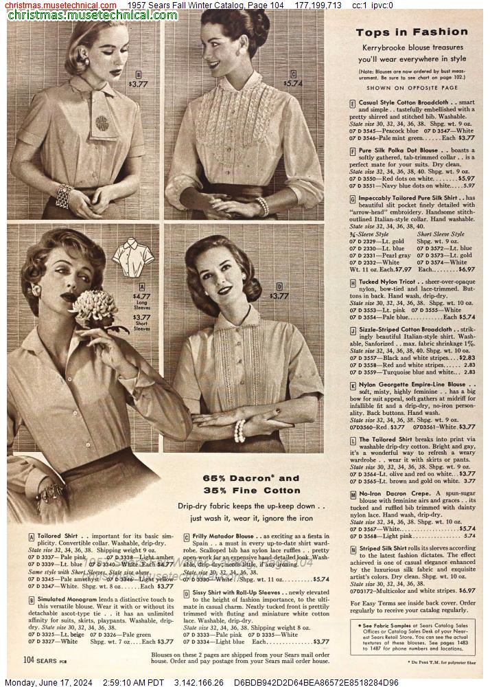 1957 Sears Fall Winter Catalog, Page 104