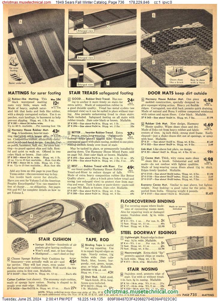 1949 Sears Fall Winter Catalog, Page 736