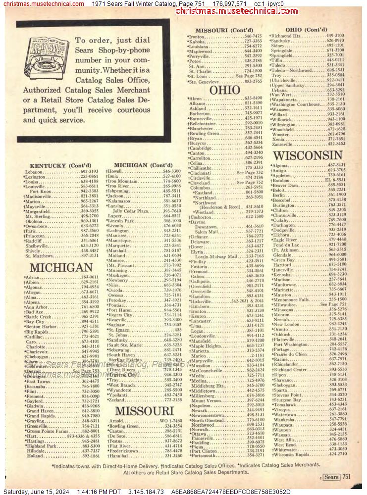 1971 Sears Fall Winter Catalog, Page 751