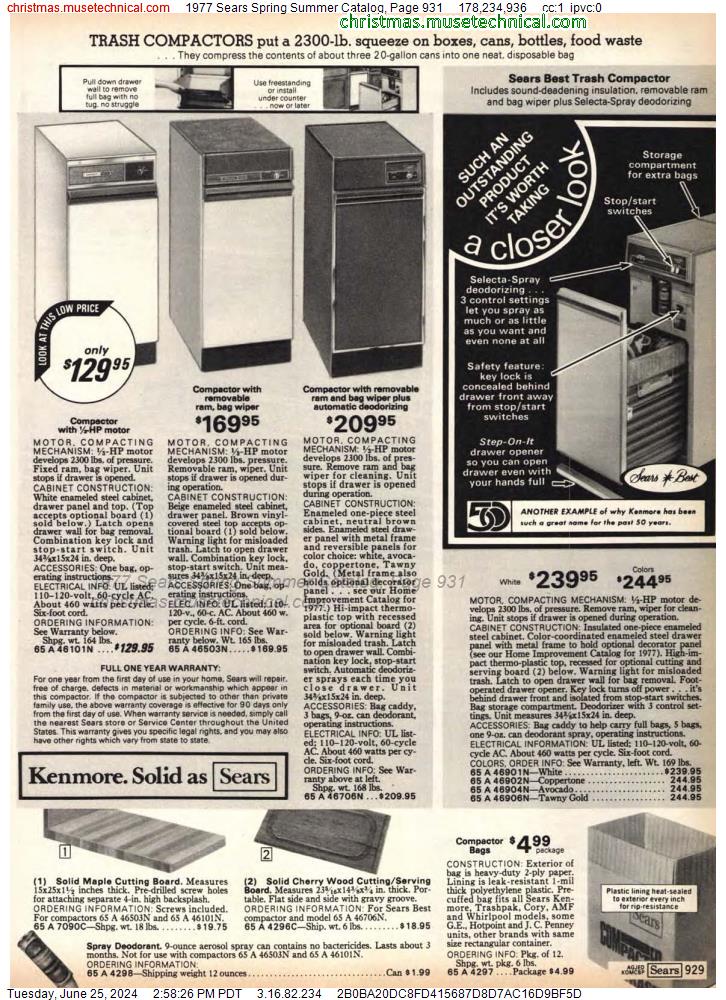 1977 Sears Spring Summer Catalog, Page 931