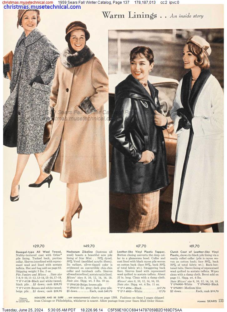 1959 Sears Fall Winter Catalog, Page 137