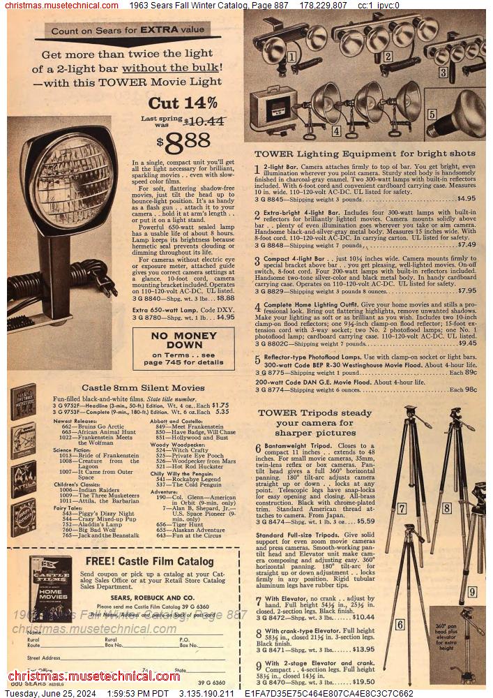 1963 Sears Fall Winter Catalog, Page 887