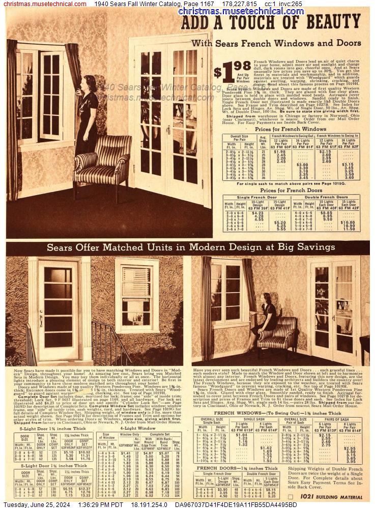 1940 Sears Fall Winter Catalog, Page 1167