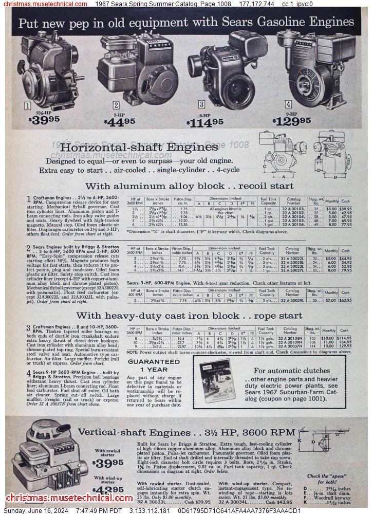 1967 Sears Spring Summer Catalog, Page 1008