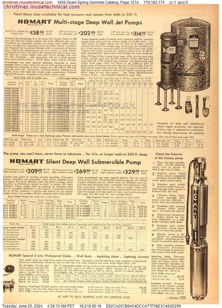 1958 Sears Spring Summer Catalog, Page 1214