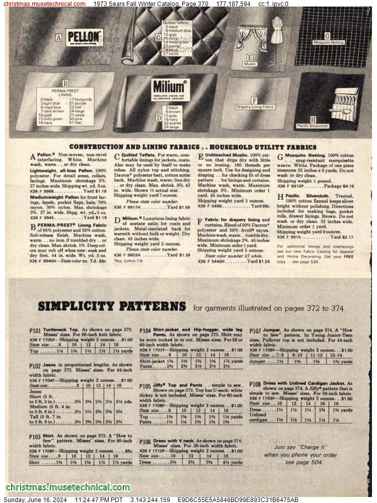1973 Sears Fall Winter Catalog, Page 370