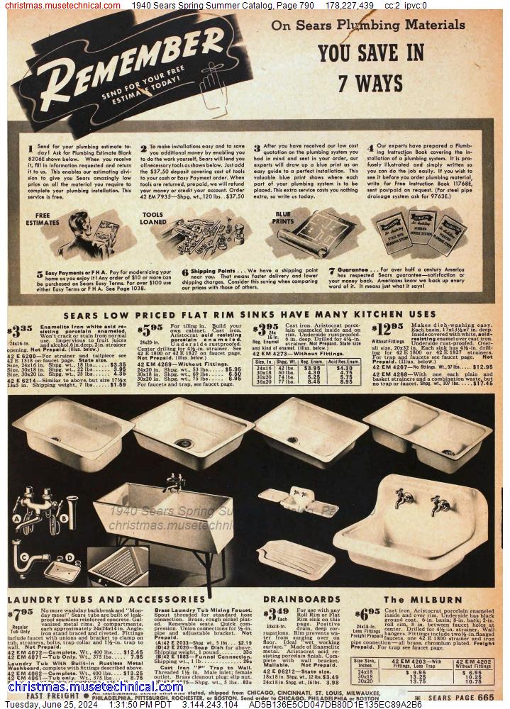 1940 Sears Spring Summer Catalog, Page 790