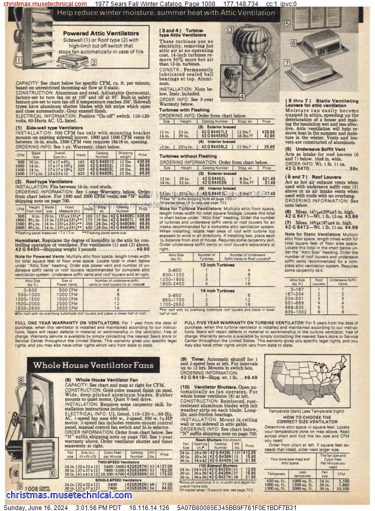 1977 Sears Fall Winter Catalog, Page 1008