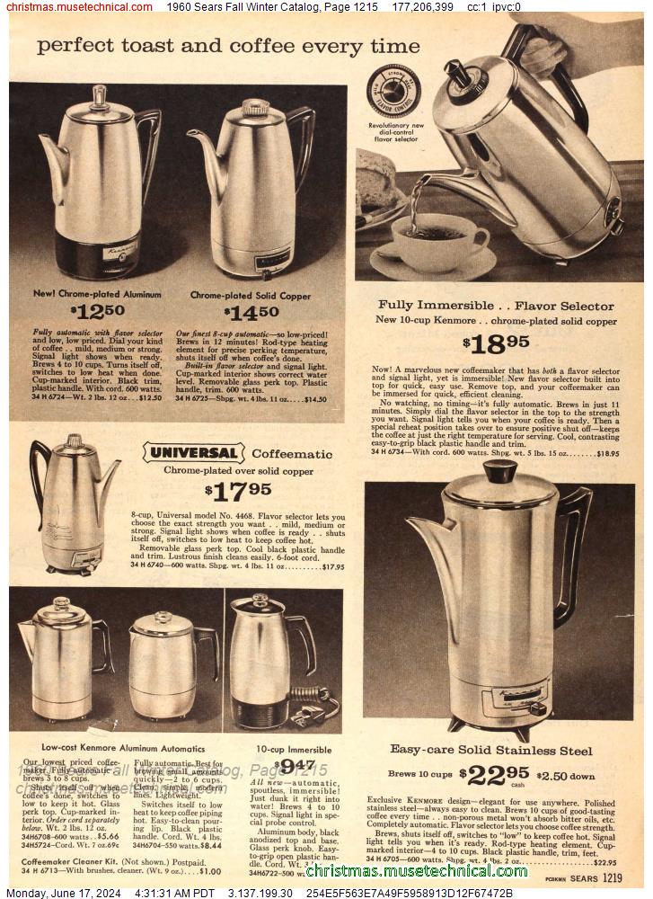 1960 Sears Fall Winter Catalog, Page 1215