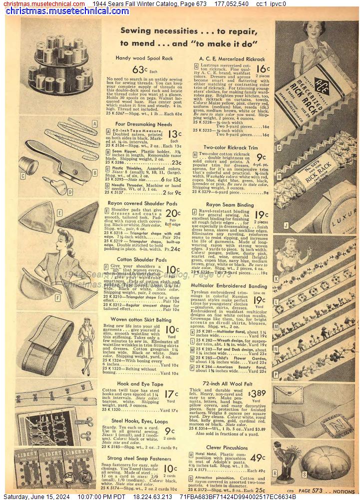 1944 Sears Fall Winter Catalog, Page 673