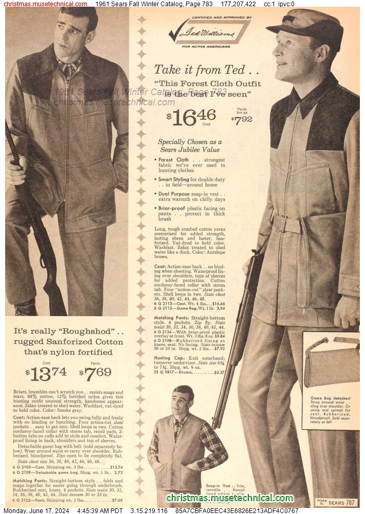 1961 Sears Fall Winter Catalog, Page 783