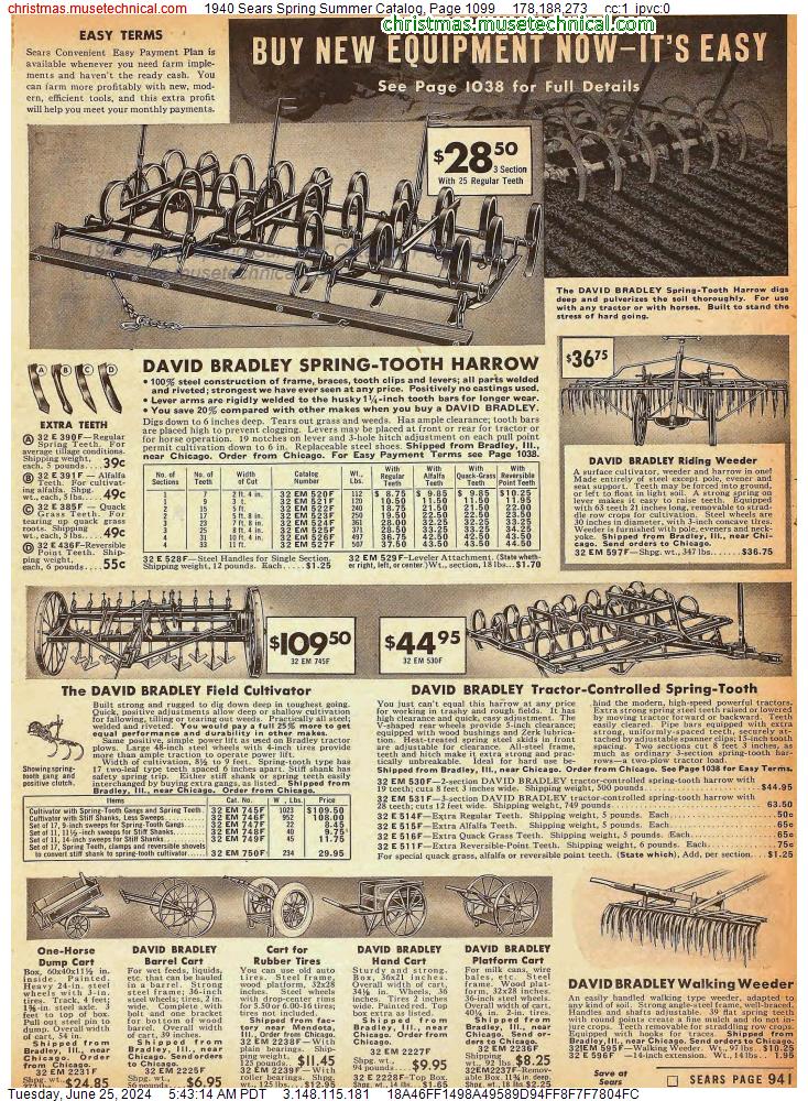 1940 Sears Spring Summer Catalog, Page 1099