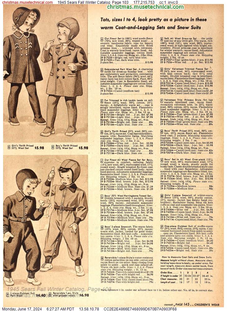 1945 Sears Fall Winter Catalog, Page 103