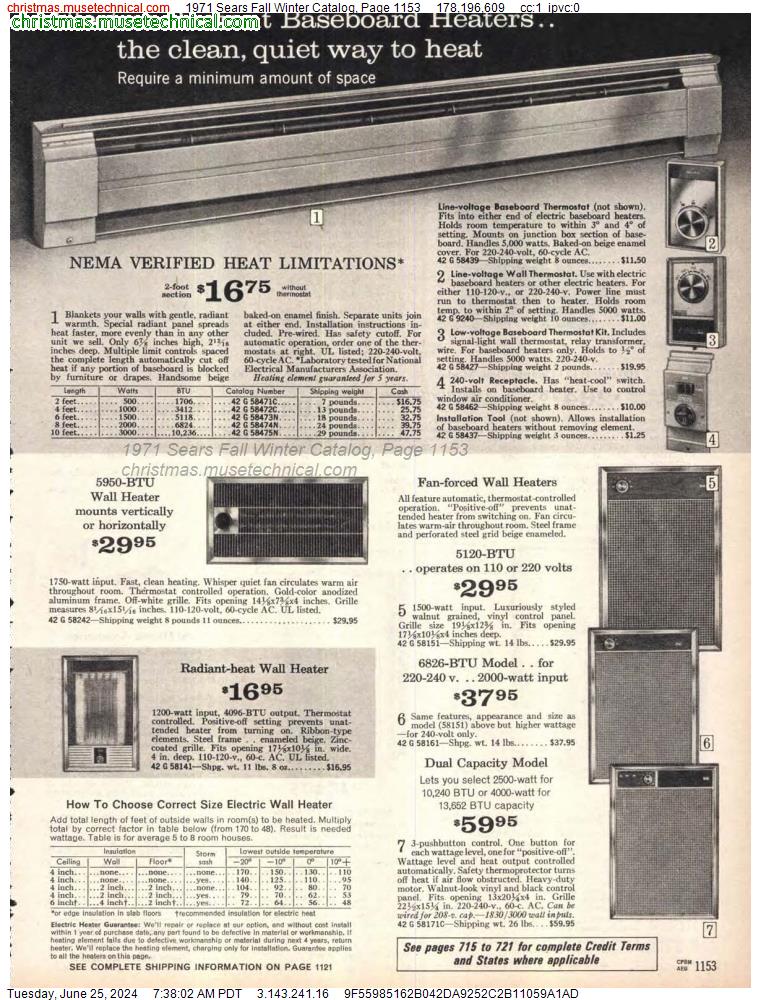 1971 Sears Fall Winter Catalog, Page 1153
