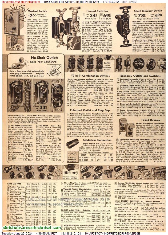 1955 Sears Fall Winter Catalog, Page 1216
