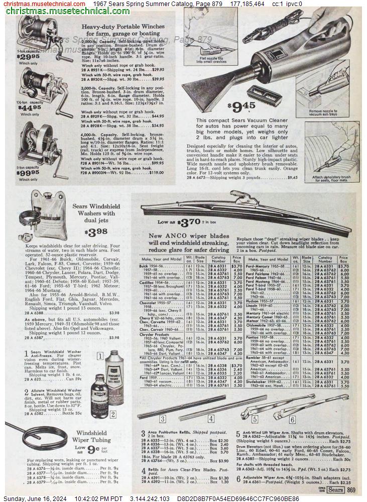 1967 Sears Spring Summer Catalog, Page 879