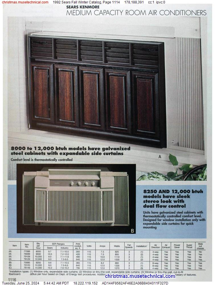 1992 Sears Fall Winter Catalog, Page 1114