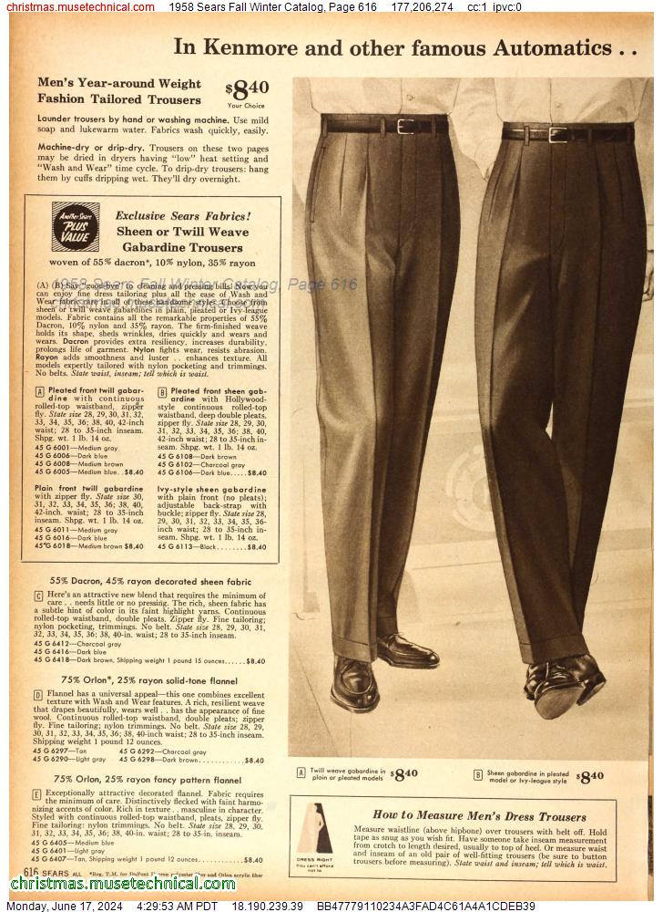 1958 Sears Fall Winter Catalog, Page 616