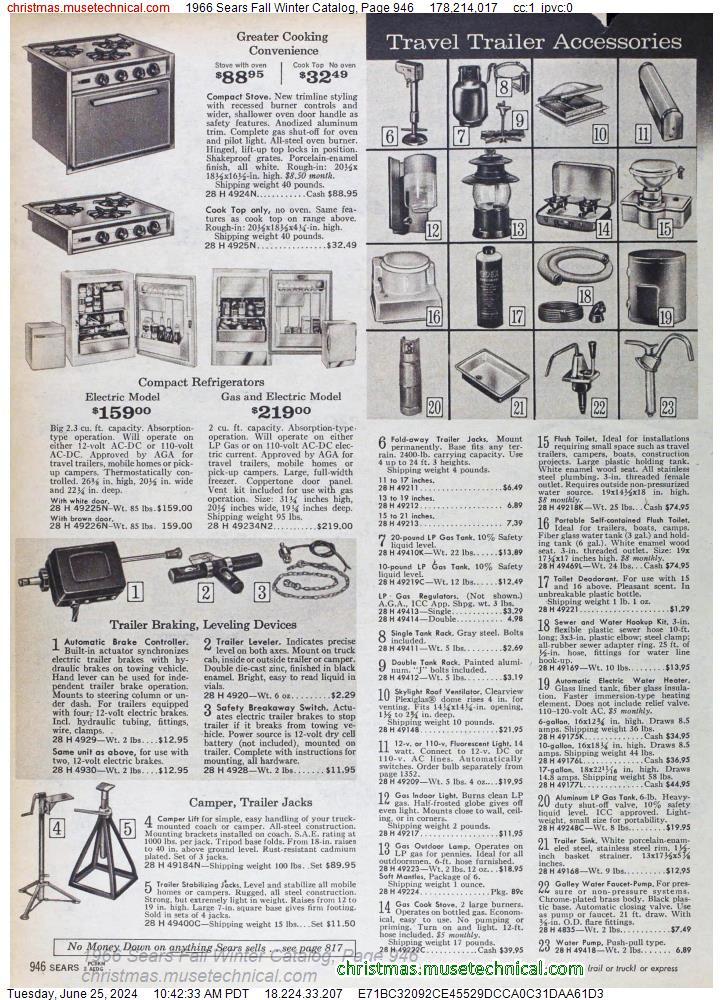 1966 Sears Fall Winter Catalog, Page 946