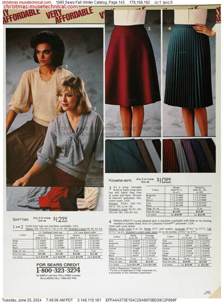 1985 Sears Fall Winter Catalog, Page 143