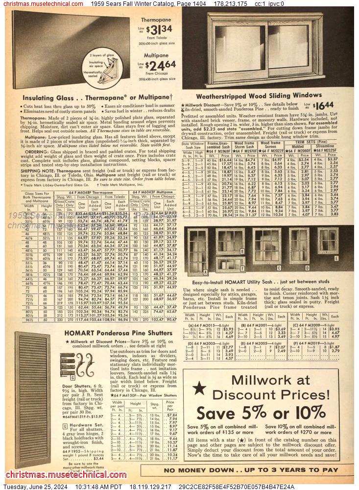 1959 Sears Fall Winter Catalog, Page 1404