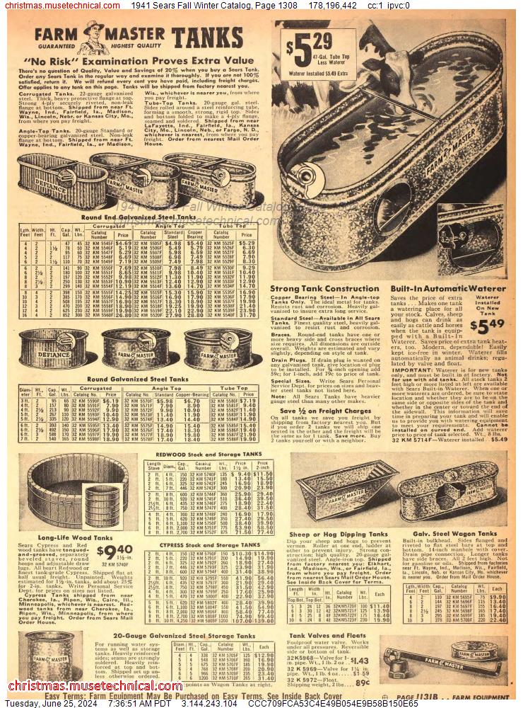 1941 Sears Fall Winter Catalog, Page 1308