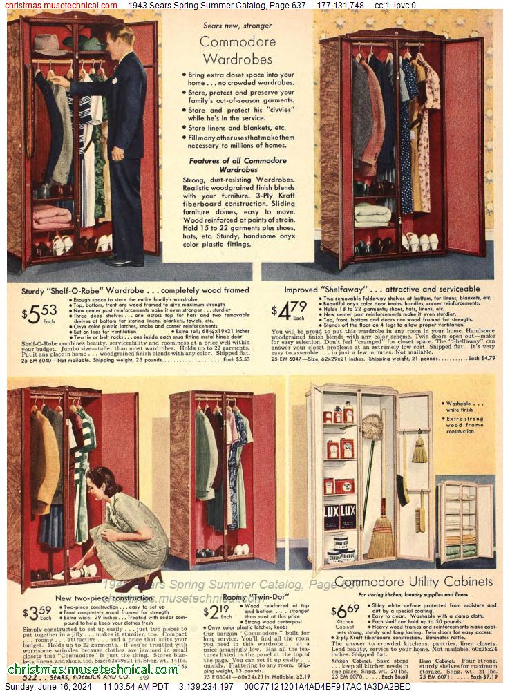 1943 Sears Spring Summer Catalog, Page 637