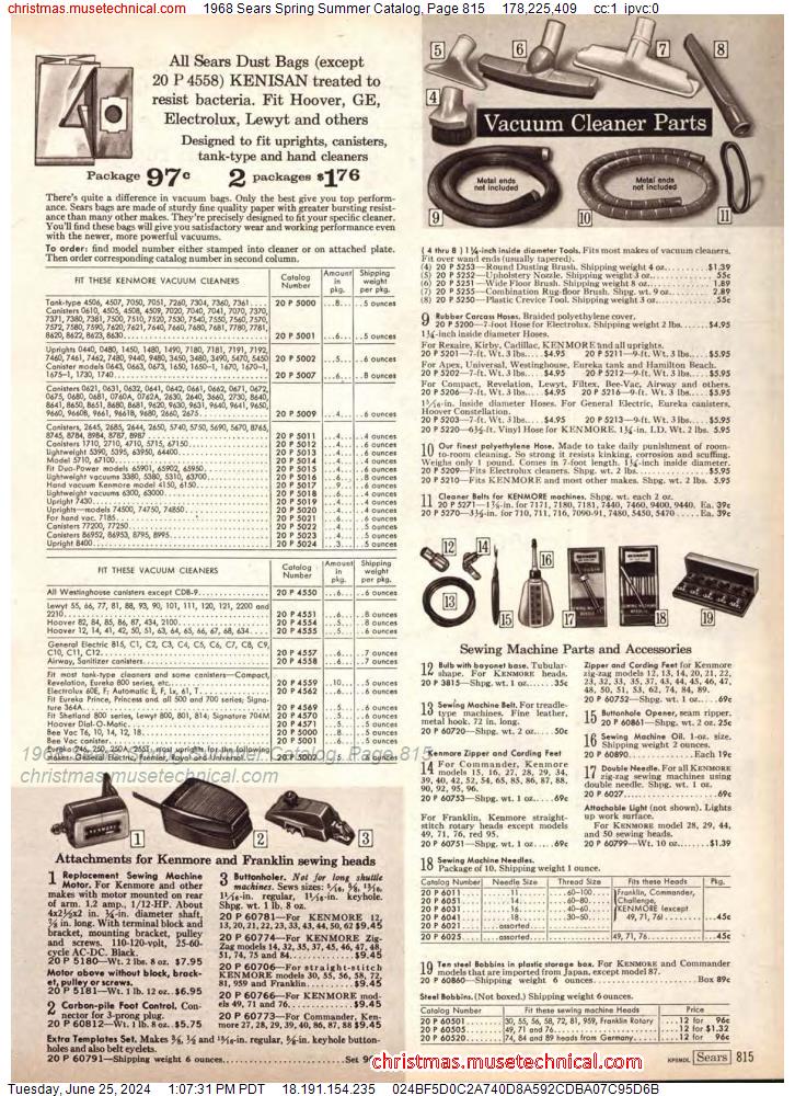 1968 Sears Spring Summer Catalog, Page 815