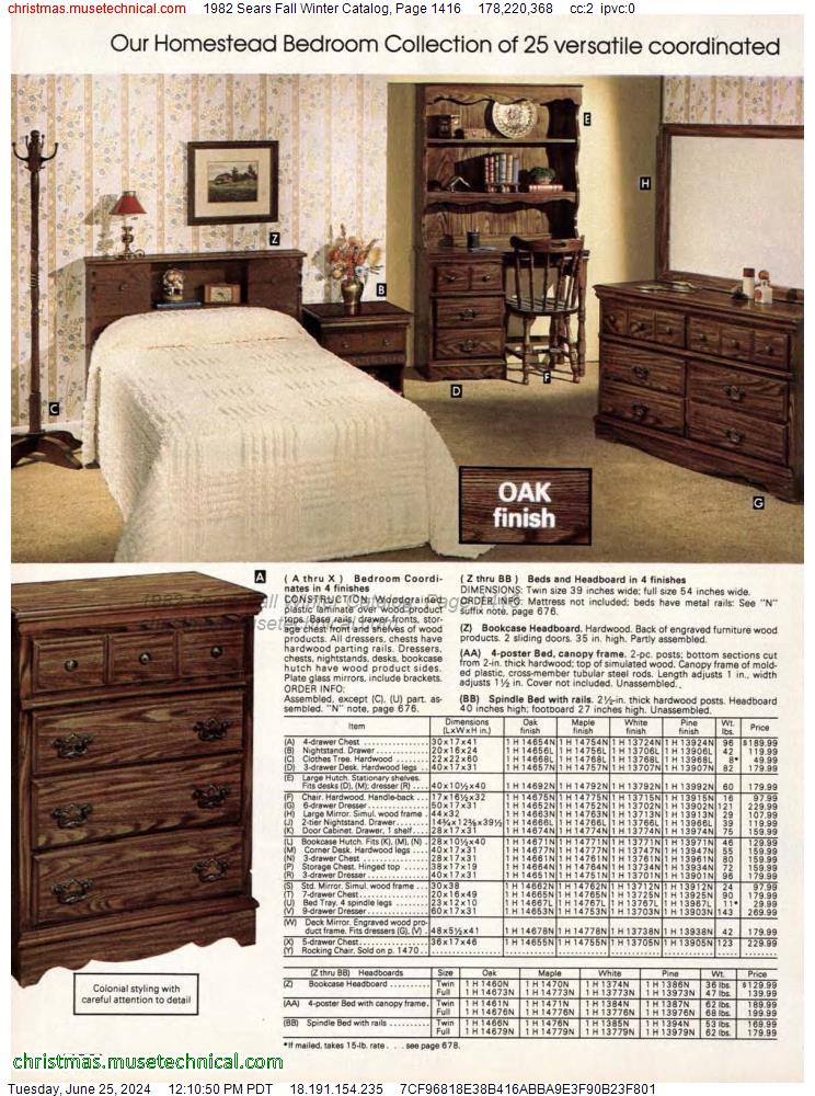 1982 Sears Fall Winter Catalog, Page 1416