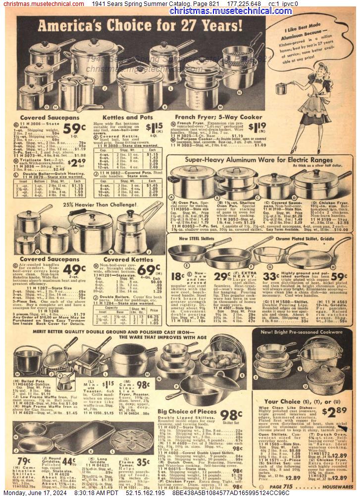 1941 Sears Spring Summer Catalog, Page 821