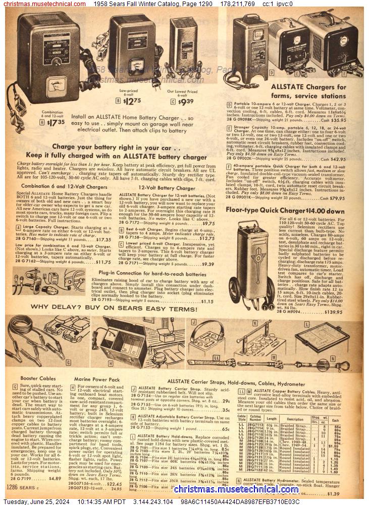 1958 Sears Fall Winter Catalog, Page 1290