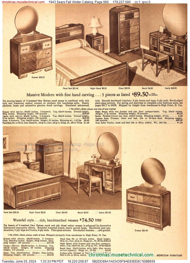 1943 Sears Fall Winter Catalog, Page 995
