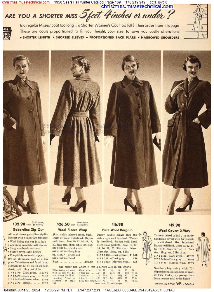 1950 Sears Fall Winter Catalog, Page 169
