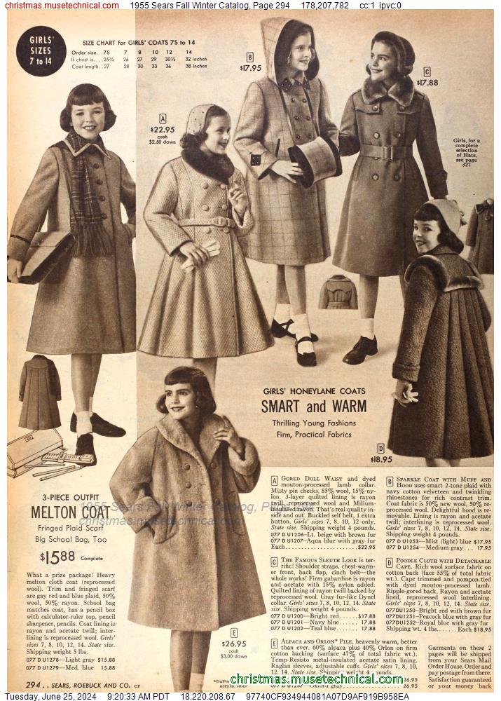 1955 Sears Fall Winter Catalog, Page 294