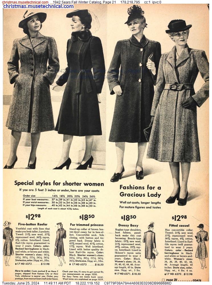 1942 Sears Fall Winter Catalog, Page 21