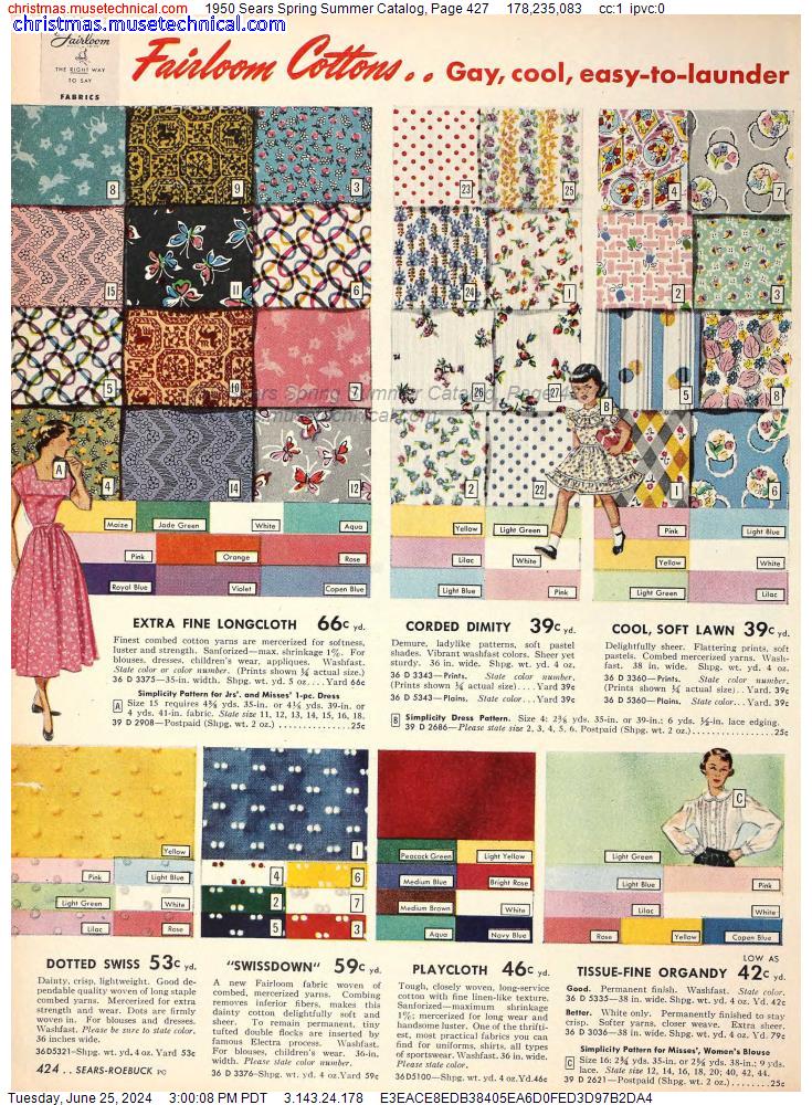 1950 Sears Spring Summer Catalog, Page 427