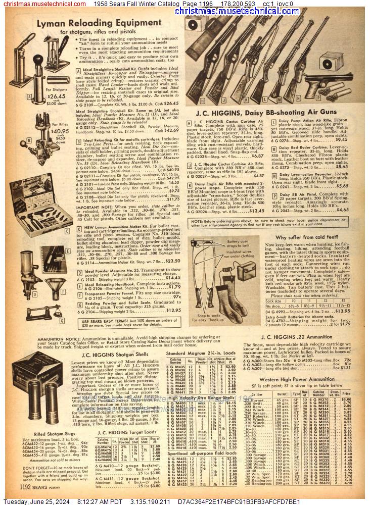 1958 Sears Fall Winter Catalog, Page 1196