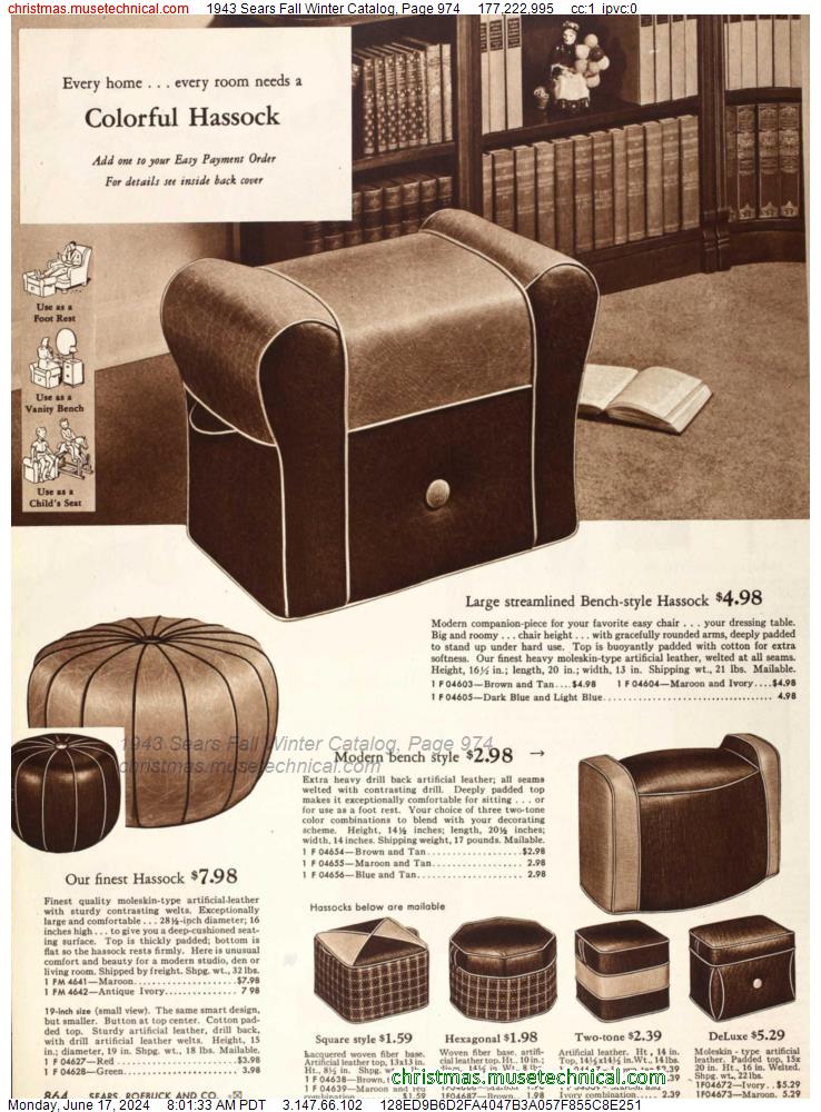 1943 Sears Fall Winter Catalog, Page 974