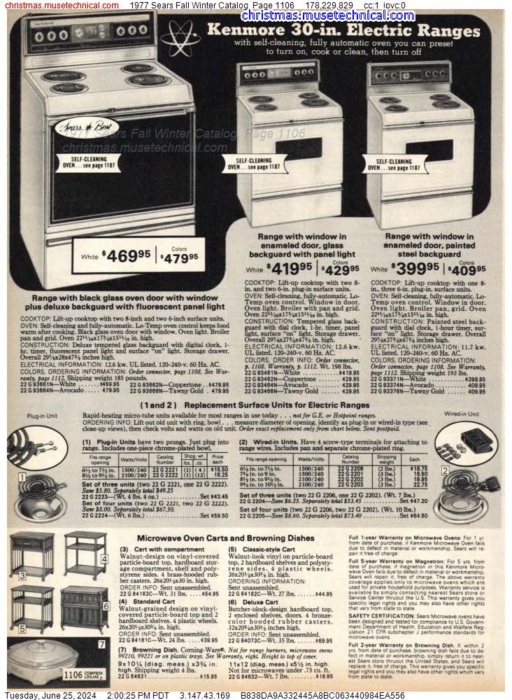 1977 Sears Fall Winter Catalog, Page 1106