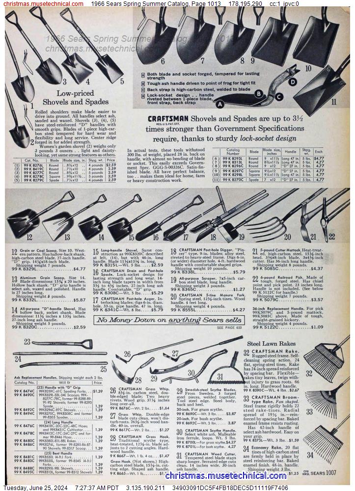 1966 Sears Spring Summer Catalog, Page 1013