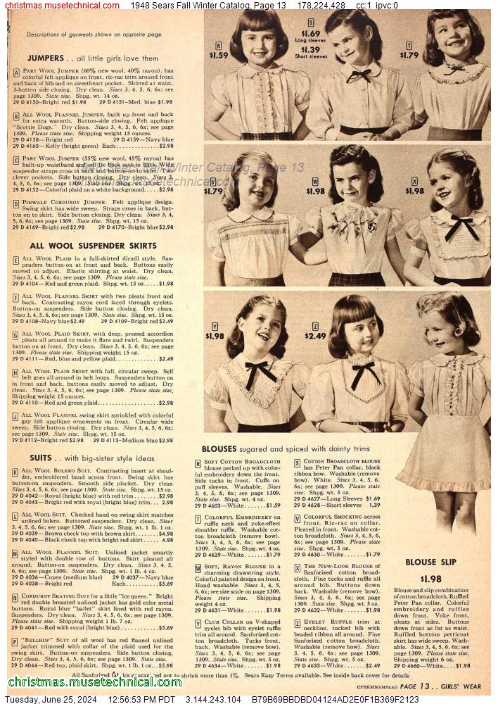1948 Sears Fall Winter Catalog, Page 13